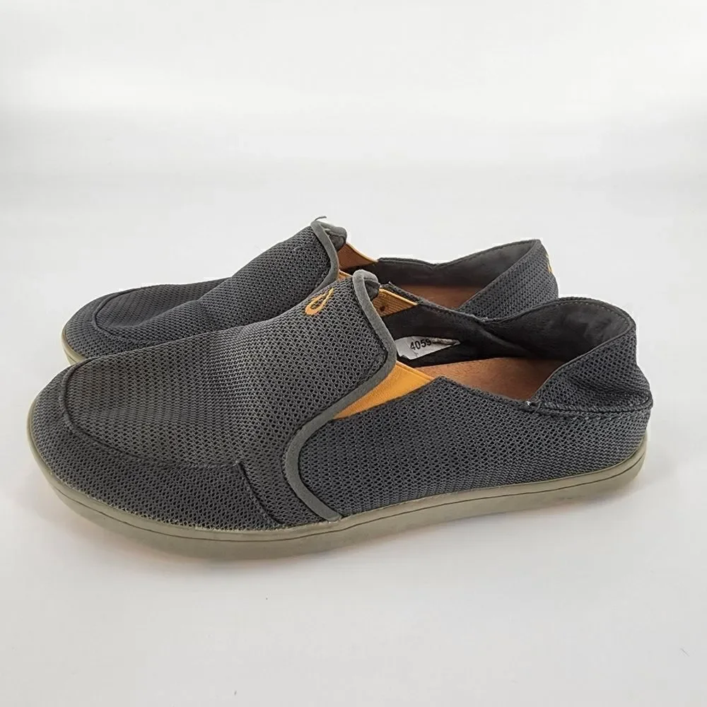 Olukai nohea mens shoes mesh slip on loafers gray 8
